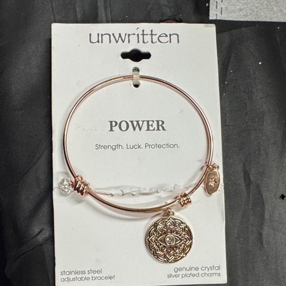 Unwritten/POWER Stainless Steel Silver plated Rose color adjustable bracelet